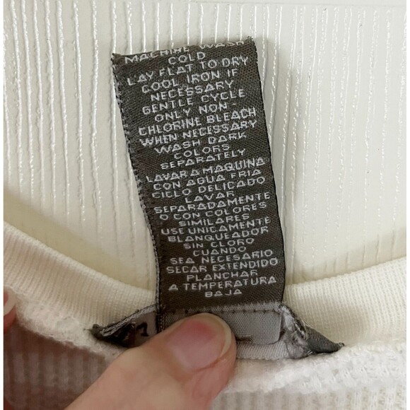 IN DEMAND - White Deep V-Neck Long Sleeve Cotton-Spandex Waffle Knit Top Medium - Picture 5 of 6